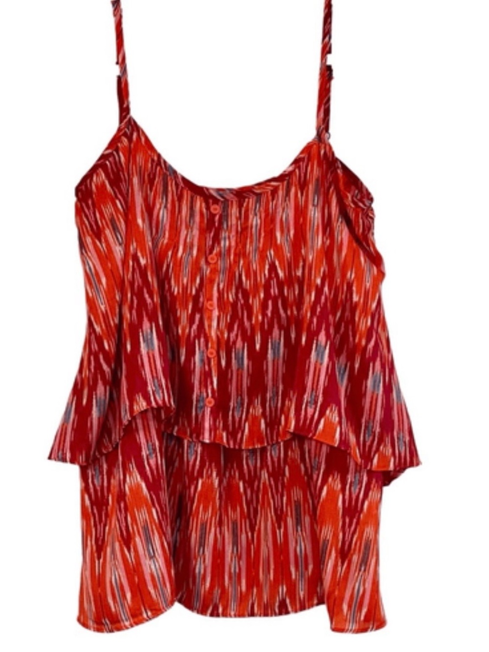 Calvin Klein Red Multi-Stripe Tiered Spaghetti-Strap Camisole